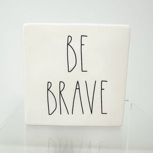 RAE DUNN‎ BE BRAVE WORK HARD CERAMIC BLOCK PAPERWEIGHT